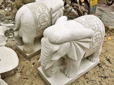 庭院寺庙大理石石雕大象雕塑