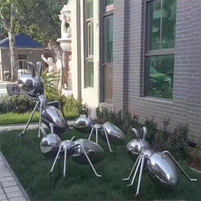 镜面不锈钢户外草坪抽象蚂蚁雕塑