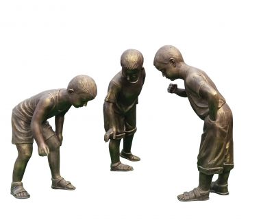 公园铜雕玩耍的儿童雕塑