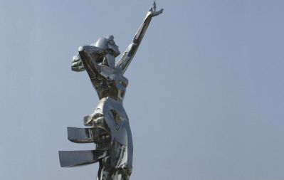 不锈钢抽象女神公园景观女孩雕塑