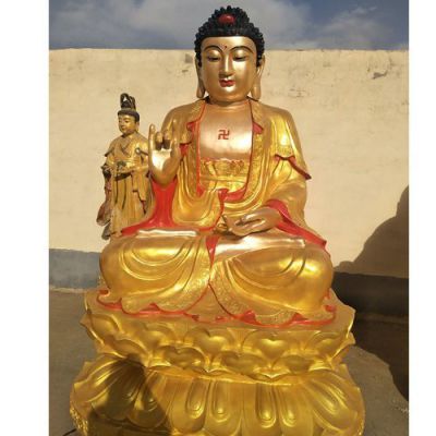 如来佛祖景观玻璃钢贴金彩绘寺庙宗教供奉佛像