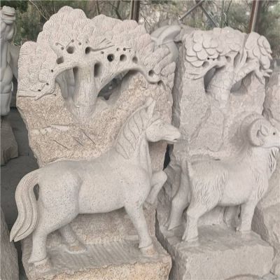 大理石砂石石雕生肖马雕塑