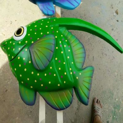 创意玻璃钢卡通彩绘鱼雕塑