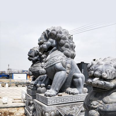 别墅小区青石石雕大型狮子雕塑
