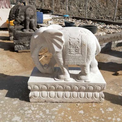 大理石石雕庭院寺庙摆件大象雕塑