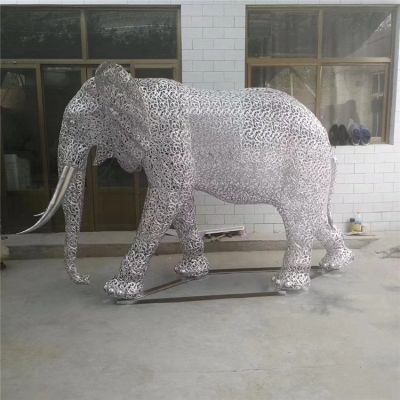 不锈钢镂空户外公园照明发光抽象大象