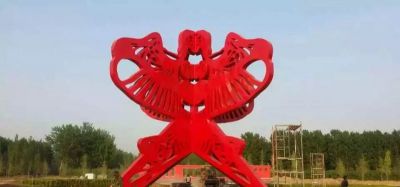 主题文化公园不摆放红色中国特色镂空不锈钢风筝雕塑
