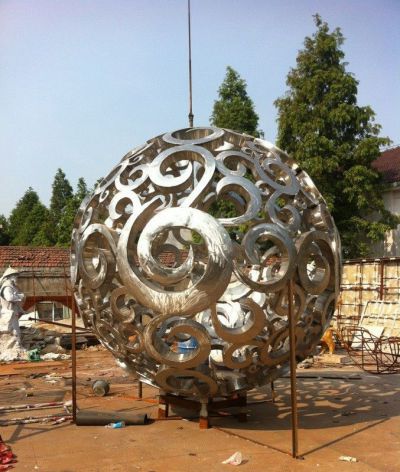 户外公园创意不锈钢镂空球雕塑