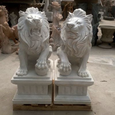 墓地创意大型仿真石雕狮子雕塑
