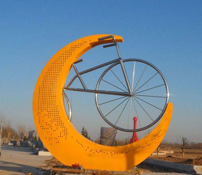 广场公园不锈钢自行车创意雕塑