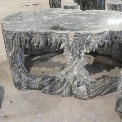 纯天然大理石石雕户外园林创意石桌雕塑