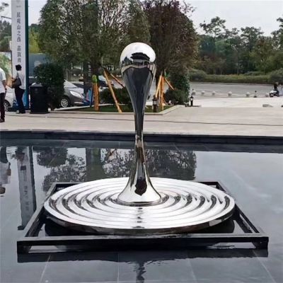 水景摆件不锈钢镜面水滴雕塑