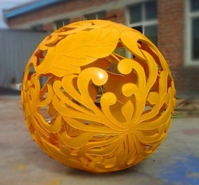 户外玻璃钢创意镂空鎏金镂空球雕塑