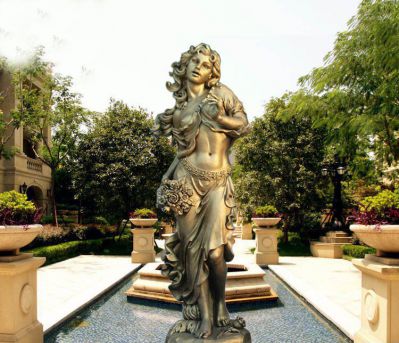 广场铜雕人物景观不锈钢仿铜女人雕塑