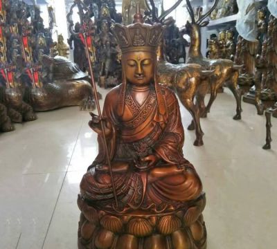 寺庙铜雕坐式菩萨地藏王雕塑