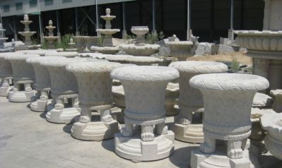 城市广场大理石石雕花盆雕塑