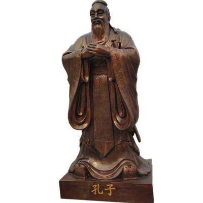 黄铜铸造校园人物雕塑儒家创始之祖孔子立式雕象