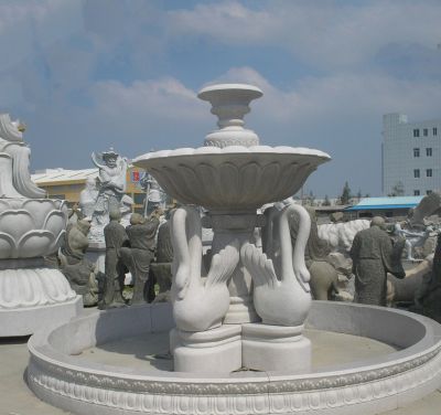 广场大理石抽象天鹅喷泉雕塑