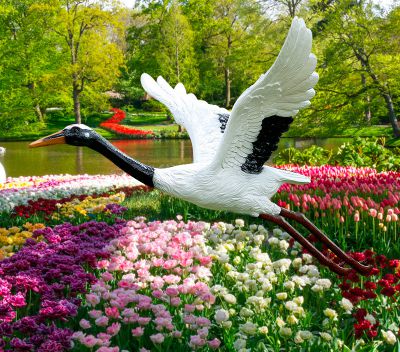 公园广场大型仿真动物飞翔的丹顶鹤雕塑