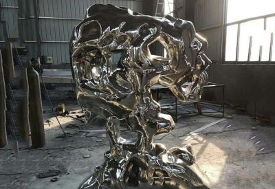 不锈钢镜面抽象个性太湖石雕塑