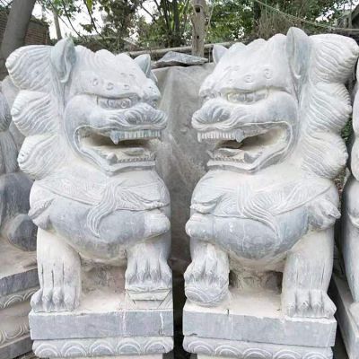 庭院小区门口大型大理石石雕狮子雕塑