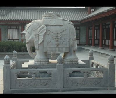 汉白玉石雕庭院大象雕塑