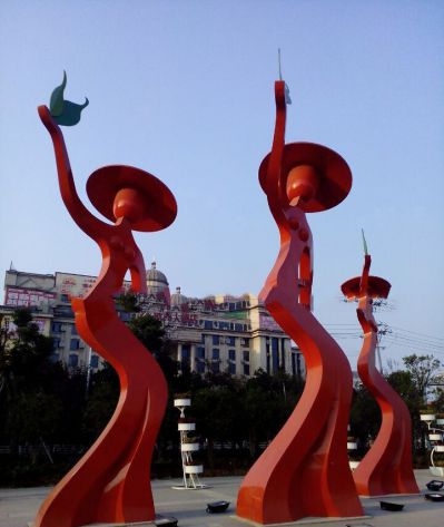商业广场不锈钢跳舞的抽象人物雕塑