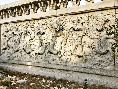 寺院青石九龙壁浮雕塑