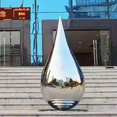 镜面不锈钢喷泉大型水滴雕塑