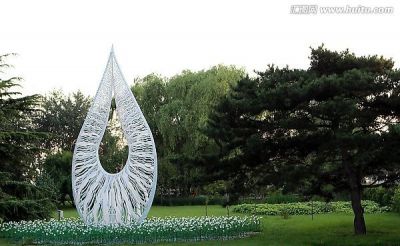 公园创意抽象不锈钢镂空水滴雕塑