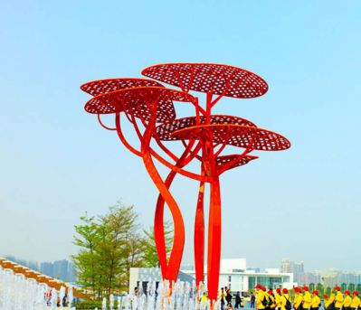 景区公园不锈钢镂空树雕塑