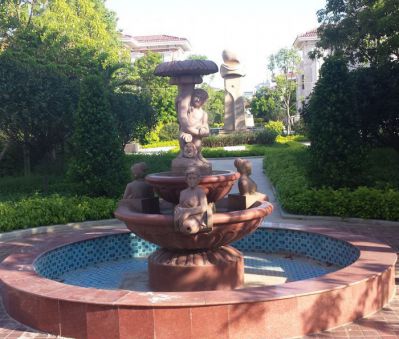 花园小区广场景观摆放多层人物喷泉石雕