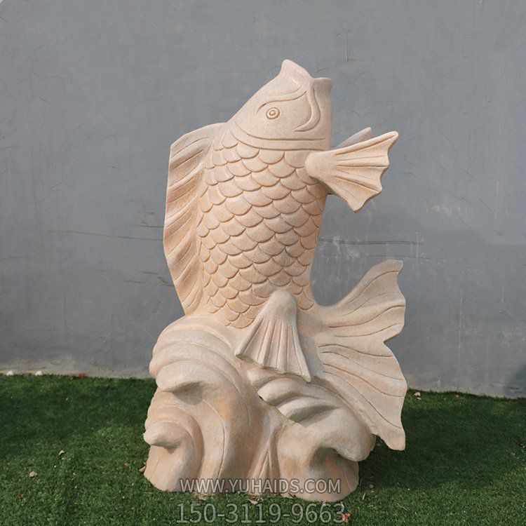 大理石公园水景鲤鱼雕塑摆件