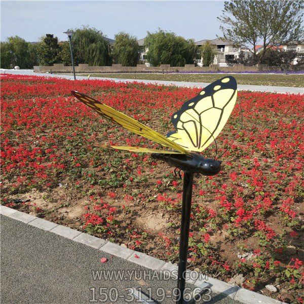 公园户外创意玻璃钢彩绘蝴蝶雕塑