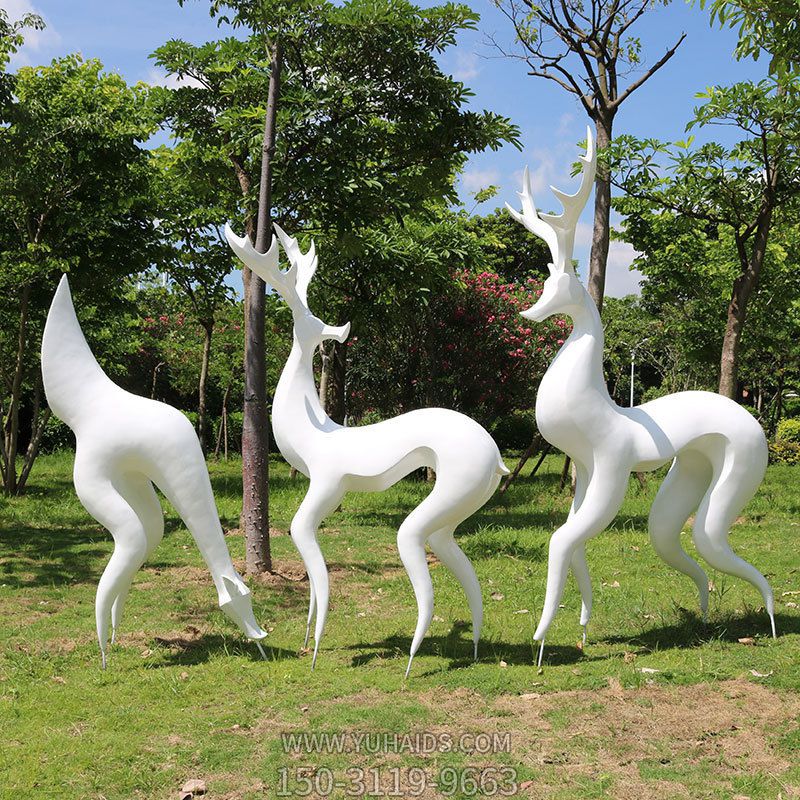 户外园林景观装饰品抽象玻璃钢鹿雕塑