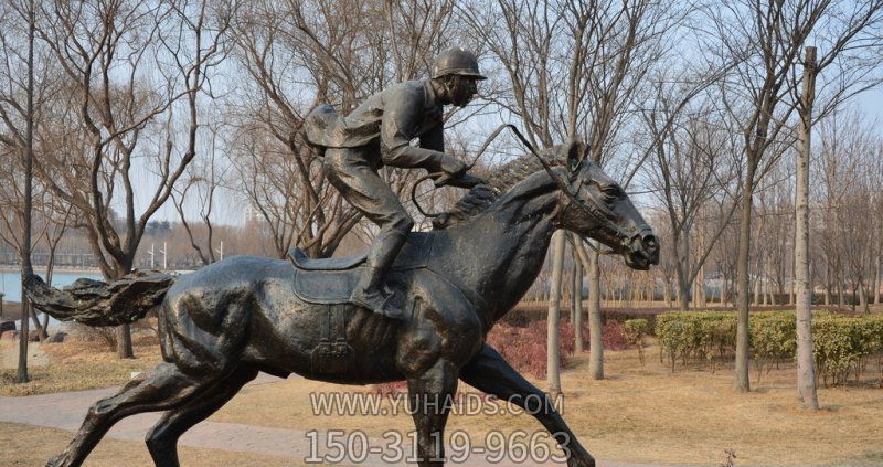 户外公园铜雕战士骑马雕塑