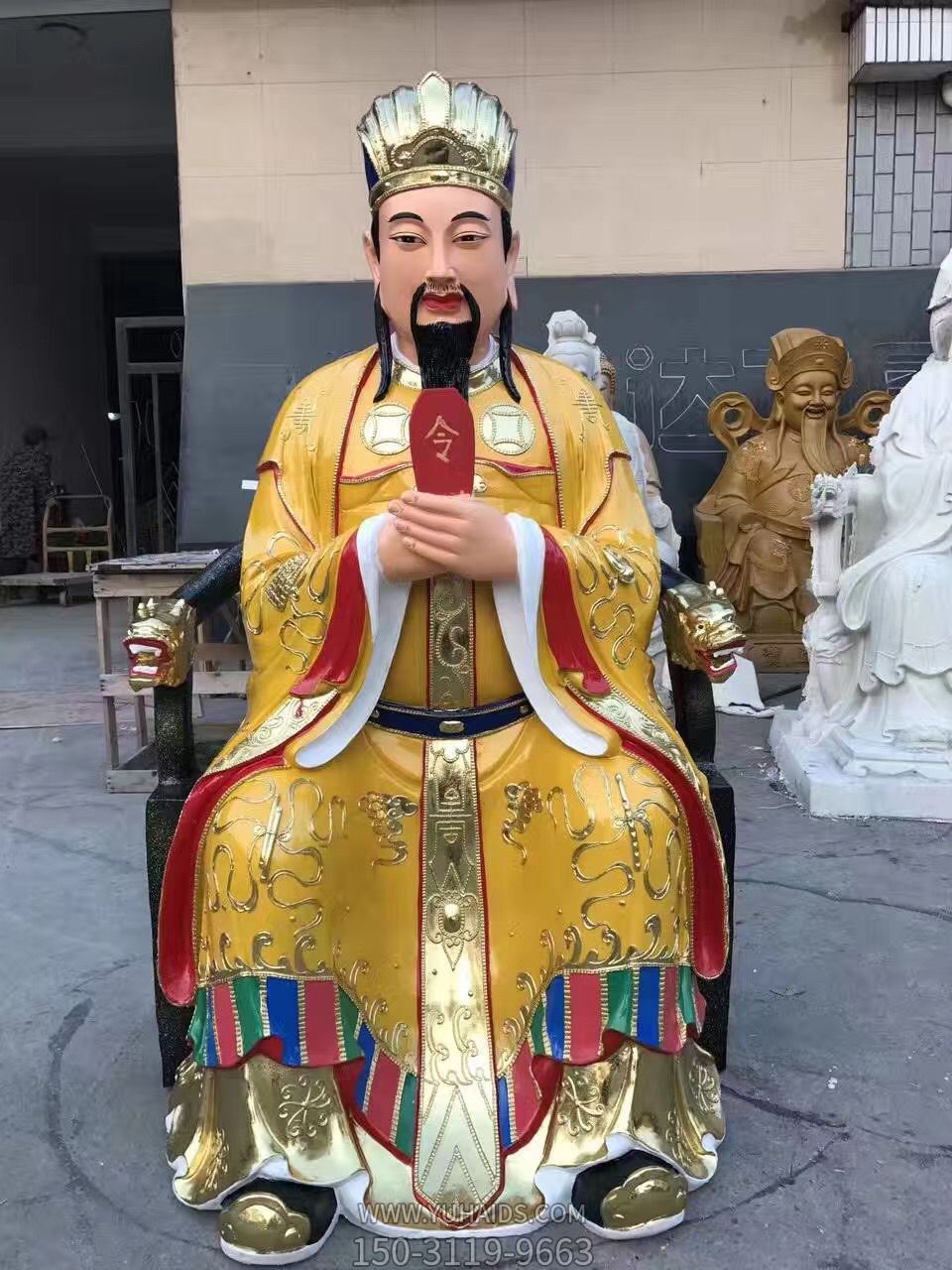 寺庙大型玻璃钢彩绘三官雕塑