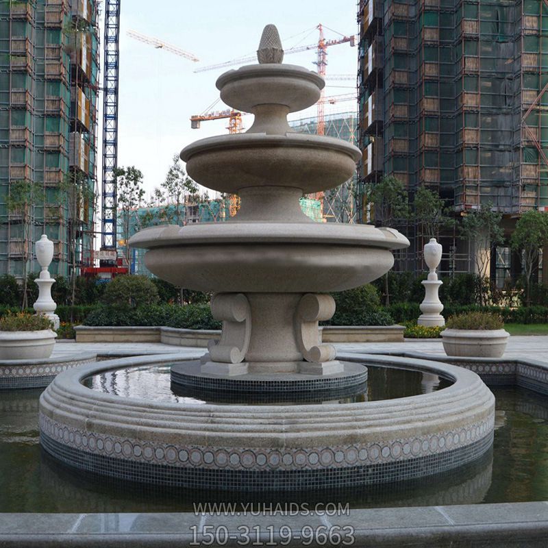 小区摆放大理石雕喷泉水景雕塑