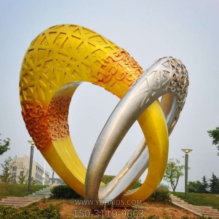 广场大型不锈钢景观创意圆环雕塑