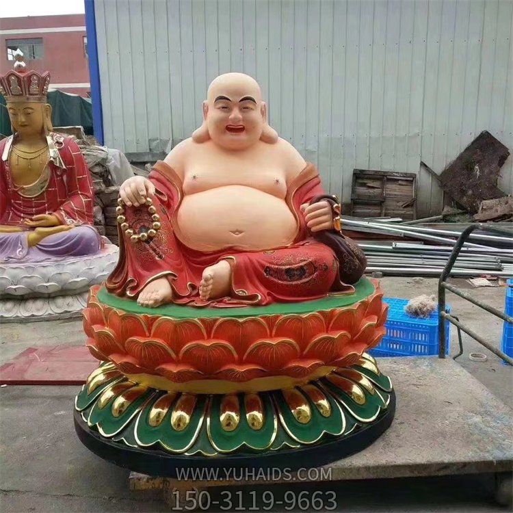 玻璃钢彩绘宗教寺庙大型笑佛弥勒佛雕塑