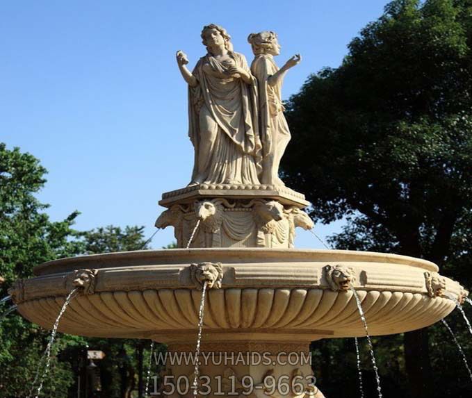 公园景观浮雕西方人物喷泉石雕雕塑
