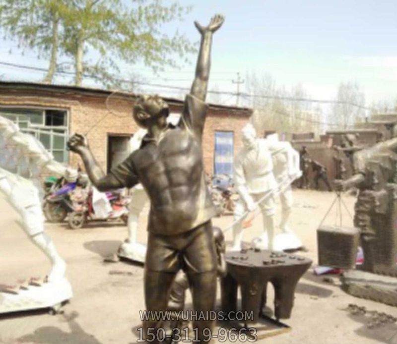 打羽毛球公园人物铜雕雕塑