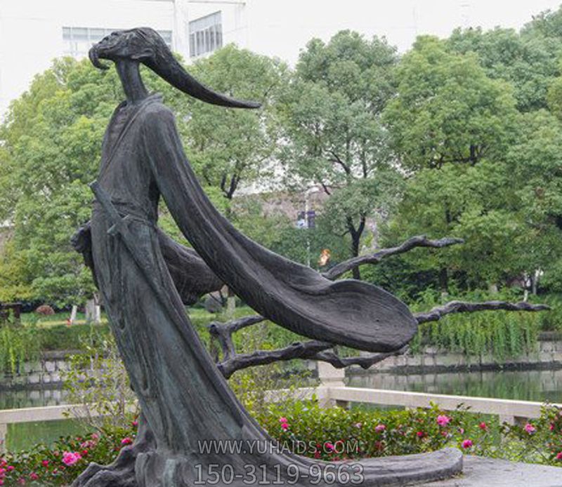 公园广场抽象做旧名人屈原青铜雕塑
