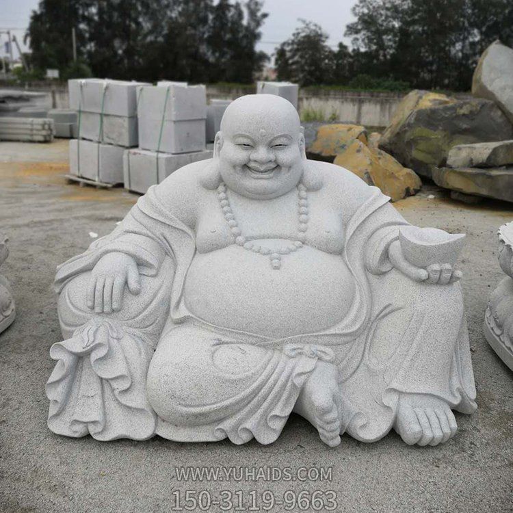 大理石砂岩浮雕寺院户外摆放弥勒佛坐像雕塑