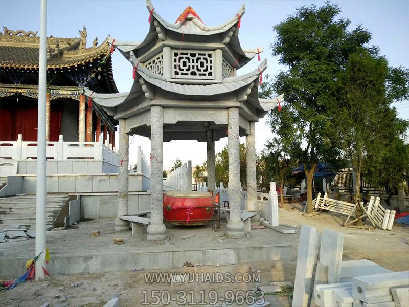 寺庙景区摆放双层宝顶镂空仿古休息凉亭雕塑