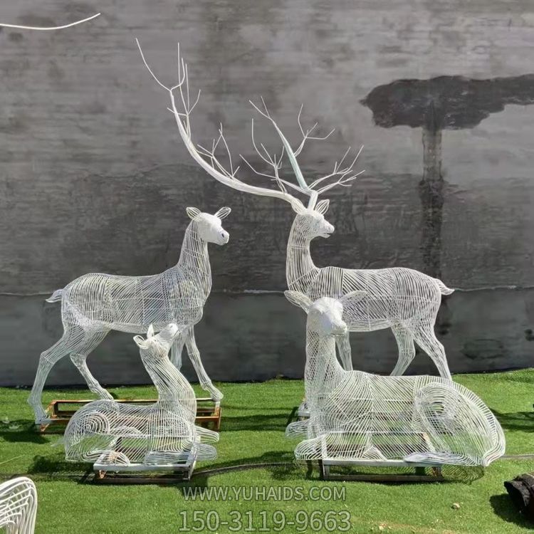不锈钢镂空园林抽象动物鹿雕塑