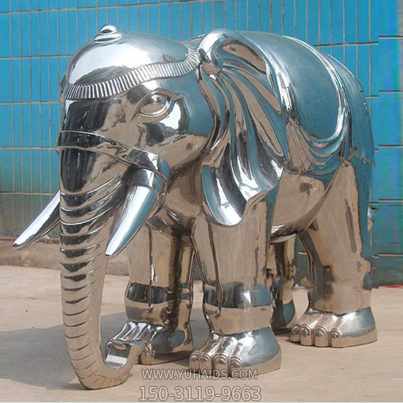 景区大象不锈钢镜面创意大象雕塑