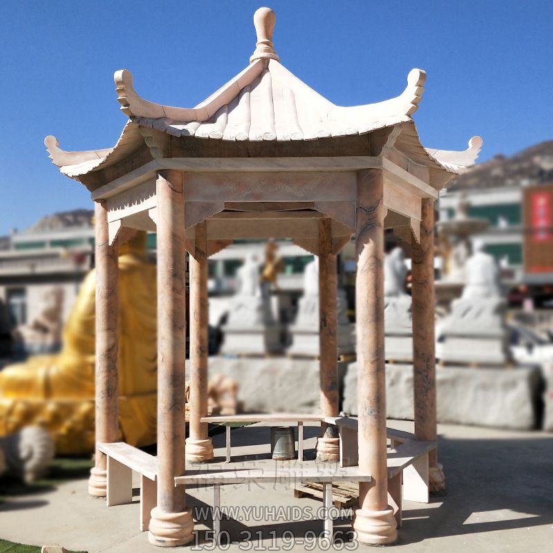 小区广场摆放花岗岩凉亭休闲座椅雕塑