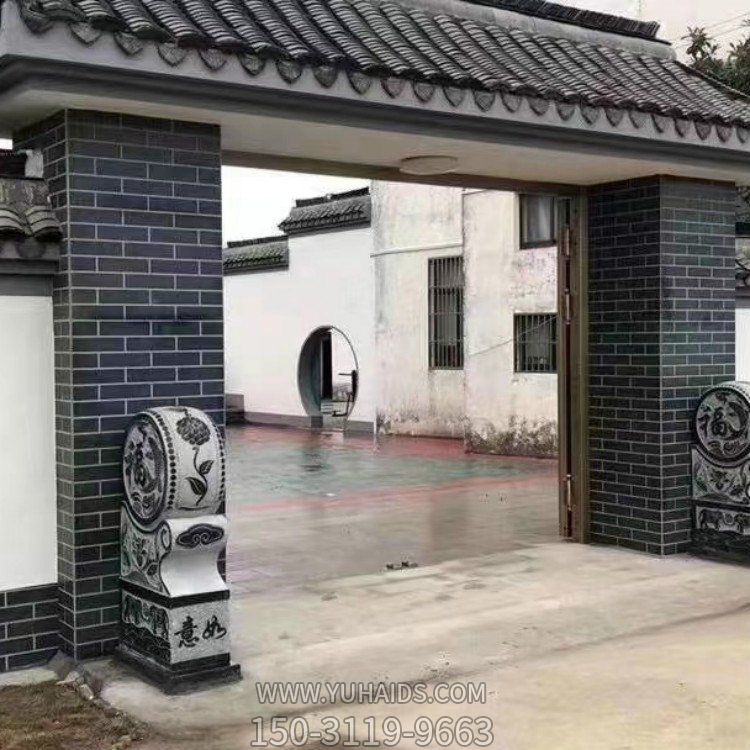 庭院门口青石石雕户外门墩抱鼓石雕塑