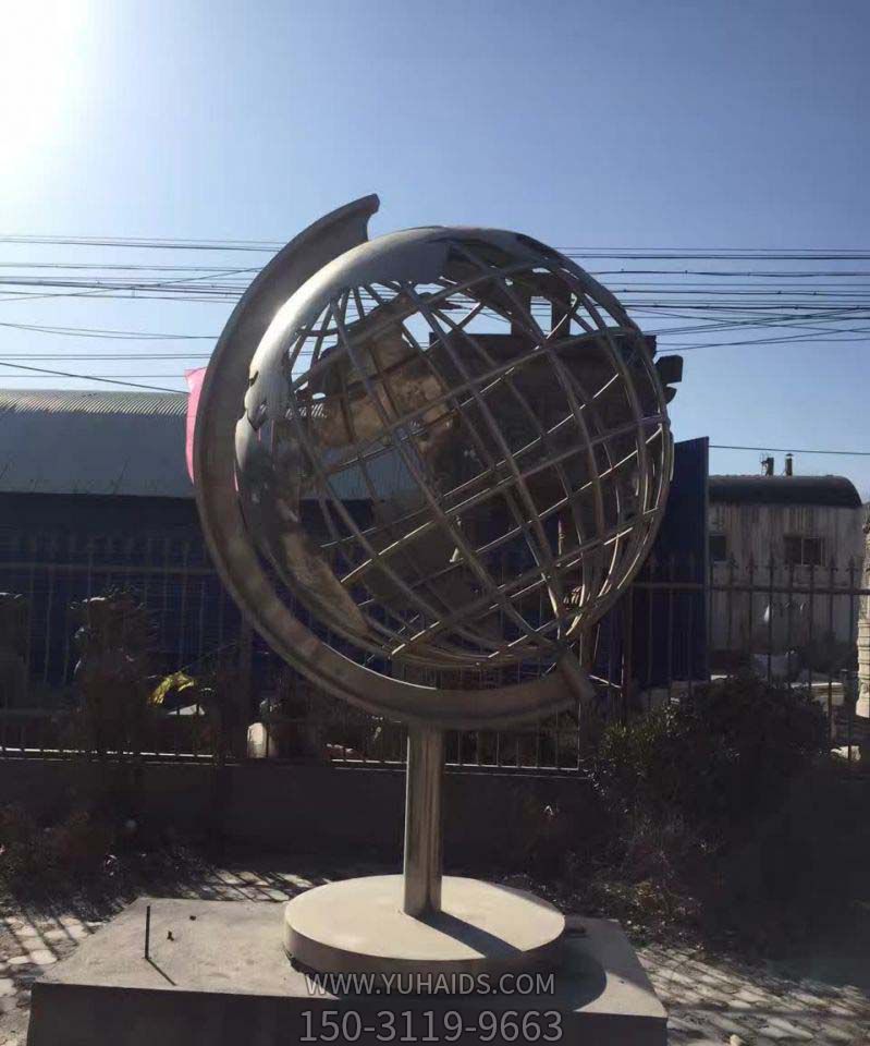 街边酒店创意大型圆球地球仪雕塑